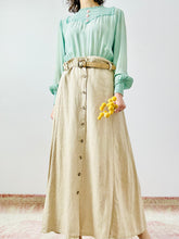 Load image into Gallery viewer, Vintage linen maxi skirt with belt
