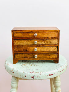 Vintage 4 drawers wooden trinket box