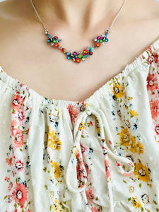 Firefly multi colored beaded necklace