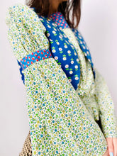 Load image into Gallery viewer, Vintage 1960s cotton floral blouse reversible vest set peasant top
