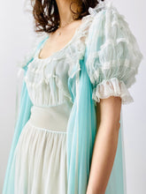 Load image into Gallery viewer, Vintage 1960s pastel blue lace peignoir lingerie set

