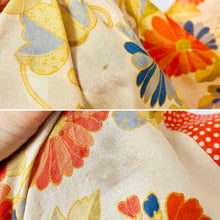 Load image into Gallery viewer, Vintage 1930s Pongee Silk Scarf w Phoenix and Daisies
