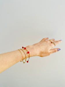 Vintage dainty gold chain coral bead bracelet