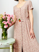 Load image into Gallery viewer, Vintage dusty pink rayon floral dress
