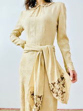 Load image into Gallery viewer, Vintage 1940s beige beaded crepe dress
