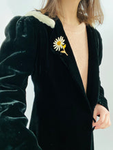 Load image into Gallery viewer, Vintage 1930s Black Fur Hooded Velvet Opera Coat Full Length
