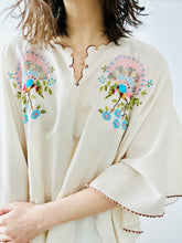 Load image into Gallery viewer, Vintage white embroidered peacock top
