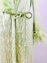 Load image into Gallery viewer, Vintage 1920s green boudoir robe w ostrich feathers

