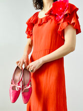 Load image into Gallery viewer, Vintage 1930s coral color silk dress
