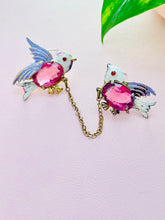 Load image into Gallery viewer, Vintage Pink Enamel Birds Sweater Pin Novelty Brooch

