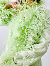 Load image into Gallery viewer, Vintage 1920s green boudoir robe w ostrich feathers
