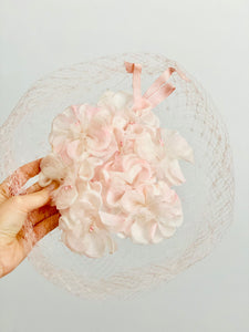 Vintage pastel pink millinery fascinator w veil