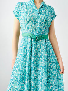 Vintage 1940s leaf print day dress