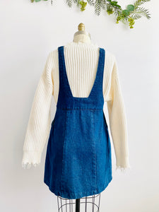 Vintage Blue Denim Dress with Adjustable Straps