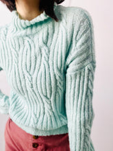 Load image into Gallery viewer, Vintage pastel blue mock neck pullover sweater
