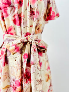 Vintage 1960s pink floral dress