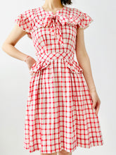 Load image into Gallery viewer, Vintage 1930s red plaid dress
