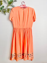 Load image into Gallery viewer, 1950s style orange embroidered dress
