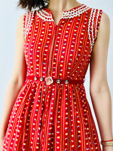 Vintage 1960s zig zag floral dress