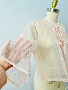Vintage 1930s pink confetti bed jacket