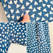 Load image into Gallery viewer, Vintage 1940s blue floral rayon ruched dress
