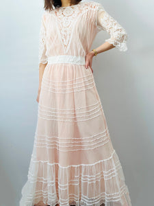Antique 1910s Edwardian tulle lace dress