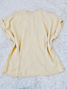 Vintage 1940s Cold Rayon Lace Top w Clear Buttons Beige Color