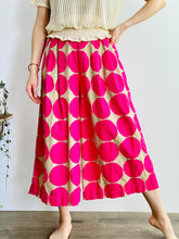 Load image into Gallery viewer, Hot Pink Circle Pattern Wide Leg Pants Linen Cotton Blend
