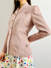 Load image into Gallery viewer, Vintage 1940s dusty pink rayon gab jacket with structured shoulders
