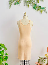 Load image into Gallery viewer, back side of 1920s peach color wool slip dress on mannequin
