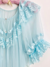 Load image into Gallery viewer, Vintage 1960s pastel blue peignoir lace lingerie
