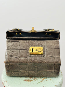 Vintage 1960s faux croc embossed leather handbag
