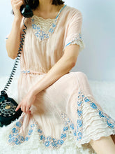 Load image into Gallery viewer, RARE 1920s pink embroidered flapper dress
