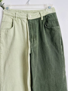 Vintage two tone colorblock wide leg pants
