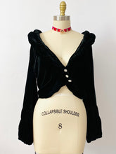 Load image into Gallery viewer, Vintage 1920s Art Deco black velvet coat with balloon sleeves
