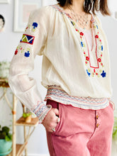 Load image into Gallery viewer, 1930s Hungarian Top Cotton Embroidered Peasant Blouse
