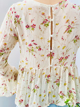 Load image into Gallery viewer, Vintage style floral print silk top with beaded sequins
