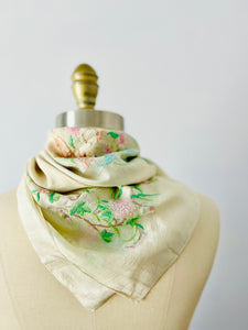 Vintage 1930s embroidered silk scarf