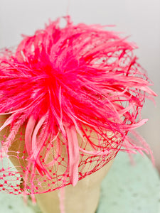 Vintage Pink Millinery Fascinator with Ostrich Feathers