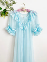 Load image into Gallery viewer, Vintage 1960s pastel blue peignoir lace lingerie

