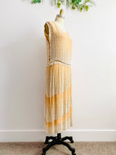 Load image into Gallery viewer, Vintage 1920s Art Deco peach color beaded silk flapper dress
