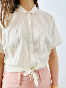 Vintage 1940s cotton embroidered top