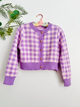 Load image into Gallery viewer, Purple plaid cropped cardigan top
