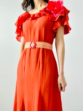 Load image into Gallery viewer, Vintage 1930s coral color silk dress
