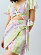 Load image into Gallery viewer, Pastel rainbow striped midriff dress
