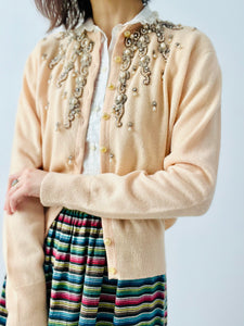Vintage 1940s beaded cashmere cardigan