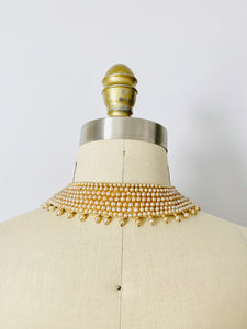 Vintage beaded faux pearls collar necklace