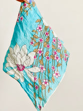 Load image into Gallery viewer, Vintage pastel blue floral hankie vintage bandana
