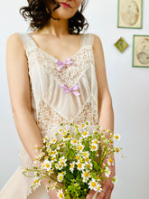 Load image into Gallery viewer, Vintage white pleated lace slip with bows
