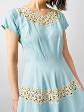 Load image into Gallery viewer, Vintage 1940s blue lace day dress
